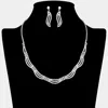 Fashnzfab Rhinestone Paved Wavy Collar Necklace In Metallic
