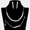 Fashnzfab Rhinestone Paved Wavy Necklace Jewelry Set In Metallic