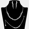 Fashnzfab Rhinestone Paved Wavy Plate Link Jewelry Set In Metallic
