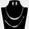 Fashnzfab Rhinestone Paved X Pointed Plate Snake Chain Necklace Jewelry Set In Multi