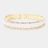 Fashnzfab Rhinestone Pearl Evening Cuff Bracelet Cream, Gold In Multi