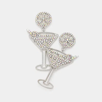 Fashnzfab Rhinestone Pearl Paved Cocktail Dangle Earrings In Multi