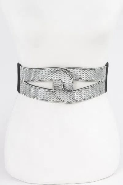 Fashnzfab Rhinestone Plus Size Elastic Belt In Metallic