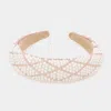 Fashnzfab Rhinestone Pointed Pearl Cluster Padded Headband In Pink