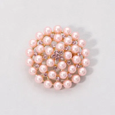 Fashnzfab Rhinestone Pointed Pearl Pin Brooch / Pendant In Pink