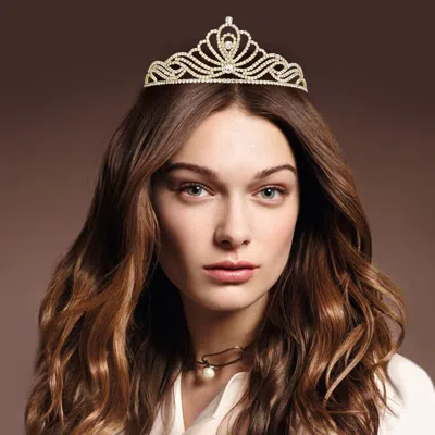 Fashnzfab Rhinestone Princess Tiara In Black