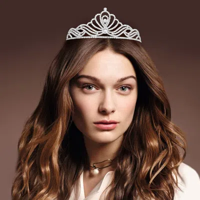Fashnzfab Rhinestone Princess Tiara In Metallic