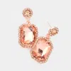 Fashnzfab Rhinestone Rectangle Stone Evening Earrings - Peach In Pink
