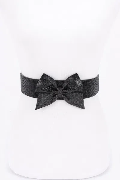 Fashnzfab Rhinestone Ribbon Elastic Plus Size Belt In Pink