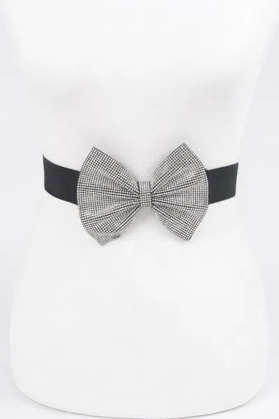 Fashnzfab Rhinestone Ribbon Elastic Belt In Multi