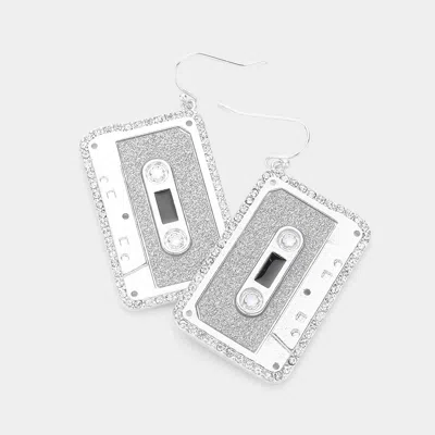 Fashnzfab Rhinestone Rim Cassette Tape Dangle Earrings In Multi
