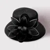 Fashnzfab Rhinestone Rim Flower Bow Dressy Hat In Black