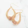 Fashnzfab Rhinestone Ring Pointed Open Teardrop Dangle Earrings In Gold