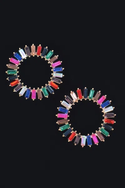 Fashnzfab Rhinestone Round Earring In Multi