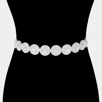 Fashnzfab Rhinestone Sash Ribbon Bridal Wedding Belt / Headband In Metallic