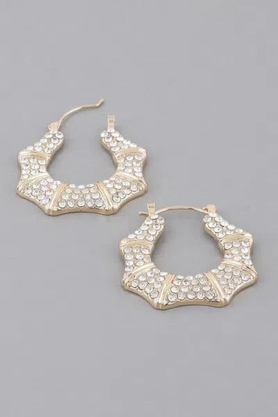 Fashnzfab Rhinestone Shoehorn Hoop Earrings In Multi