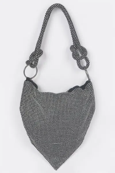 Fashnzfab Rhinestone Shoulder Bag In Black
