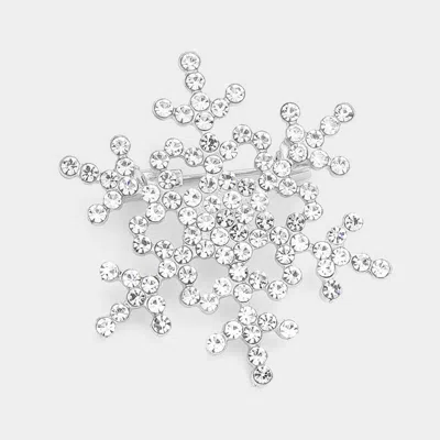 Fashnzfab Rhinestone Snowflake Brooch In Metallic