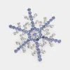 Fashnzfab Rhinestone Snowflake Pin Brooch In Blue