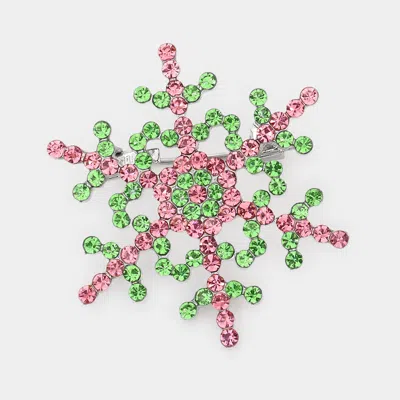 Fashnzfab Rhinestone Snowflake Pin Brooch In Multi
