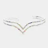 Fashnzfab Rhinestone Split Cuff Evening Bracelet Ab, Silver In Multi