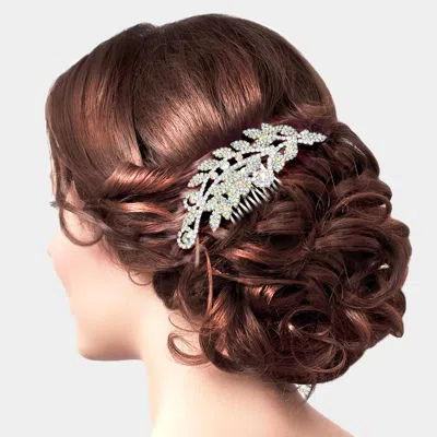 Fashnzfab Rhinestone Sprout Hair Comb In Metallic