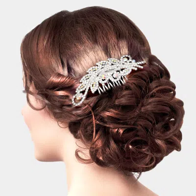 Fashnzfab Rhinestone Sprout Hair Comb In Multi