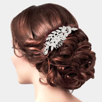 Fashnzfab Rhinestone Sprout Hair Comb In Silver