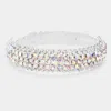 Fashnzfab Rhinestone Statement Adjustable Evening Bracelet Ab, Silver In Multi