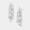 Fashnzfab Rhinestone Statement Fringe Drop Evening Clip On Earrings In Metallic