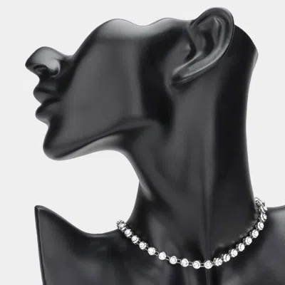 Fashnzfab Rhinestone Station Evening Choker Necklace In Metallic