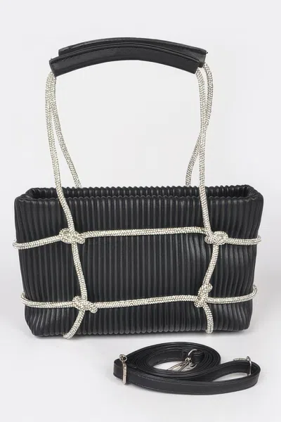 Fashnzfab Rhinestone Strap Zip Clutch Bag In Black