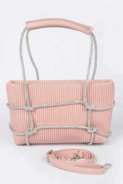 Fashnzfab Rhinestone Strap Zip Clutch Bag In Pink