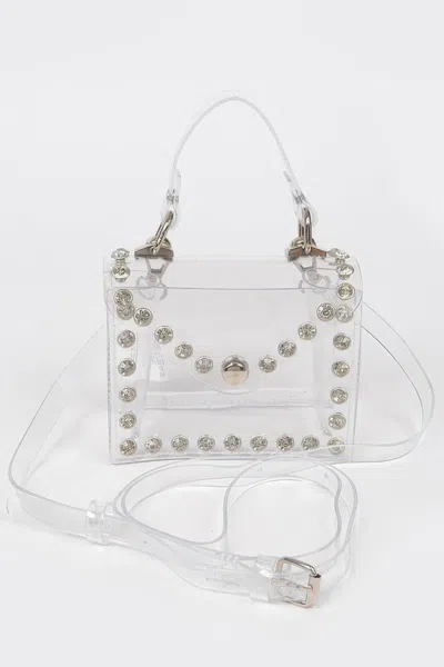 Fashnzfab Rhinestone Stud Transparent Mini Bag In Multi