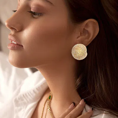 Fashnzfab Rhinestone Studded Ball Earrings - Vitrail Medium In Multi