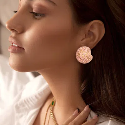 Fashnzfab Rhinestone Studded Ball Earrings In Gold