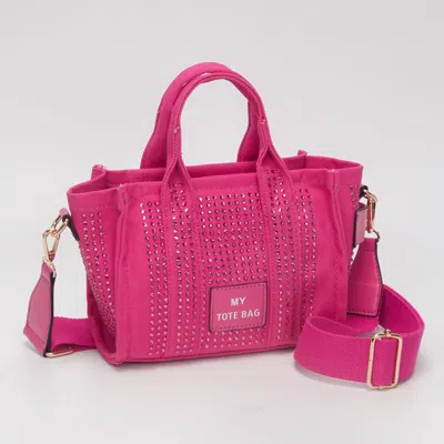 Fashnzfab Rhinestone Studded Small Top Handle Crossbody Bag In Pink