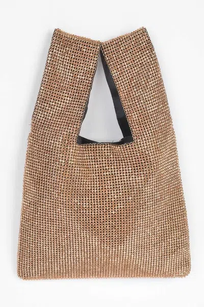 Fashnzfab Rhinestone Studded Tote Bag In Gold