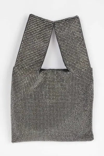 Fashnzfab Rhinestone Studded Tote Bag In Gray