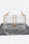Fashnzfab Rhinestone Studded Transparent Crossbody Bag In Multi