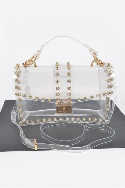 Fashnzfab Rhinestone Studded Transparent Crossbody Bag In Multi