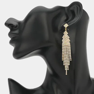 Fashnzfab Rhinestone Tassel Long Drop Evening Earrings In Multi