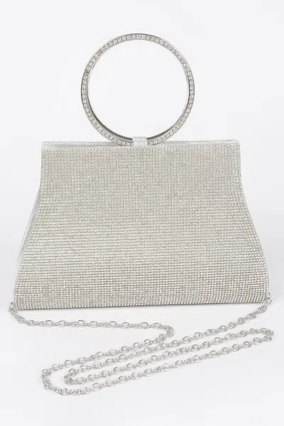 Fashnzfab Rhinestone Top Handle Bag In Silver