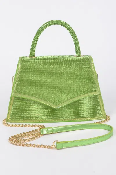 Fashnzfab Rhinestone Top Handle Clutch In Blue