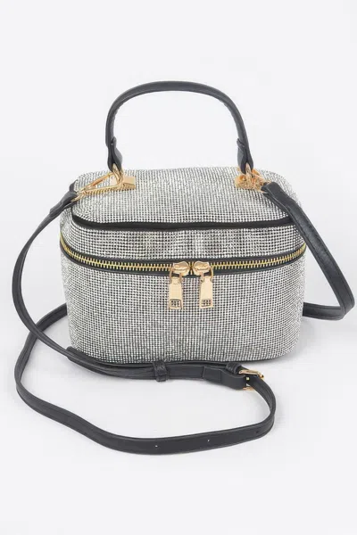 Fashnzfab Rhinestone Top Handle Clutch In Multi