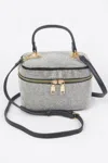 Fashnzfab Rhinestone Top Handle Clutch In Silver