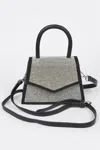 Fashnzfab Rhinestone Top Handle Crossbody Bag In Black