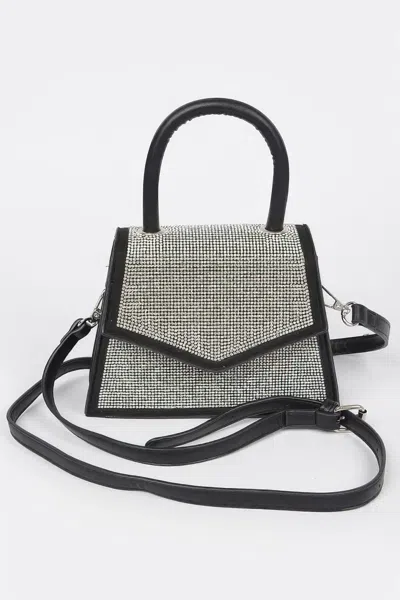 Fashnzfab Rhinestone Top Handle Crossbody Bag In Black