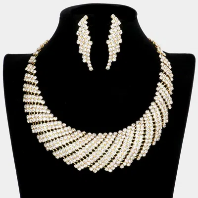 Fashnzfab Rhinestone Tornado Collar Bib Necklace In Gold