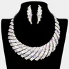 Fashnzfab Rhinestone Tornado Collar Bib Necklace In Silver